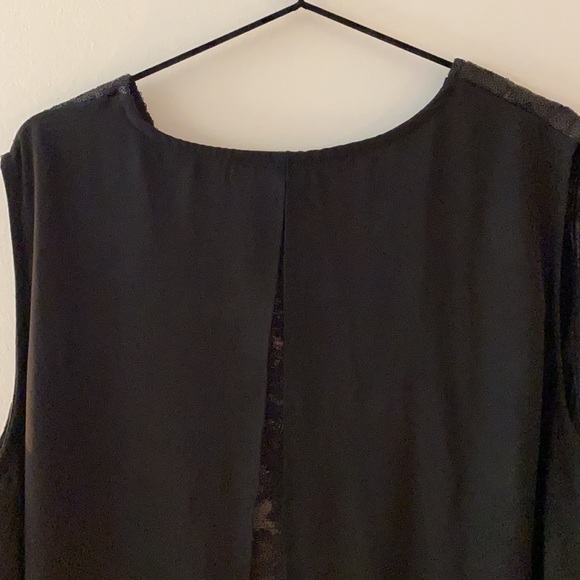 Black, sequinned shoulder dress with chiffon layer - Picture 9 of 10